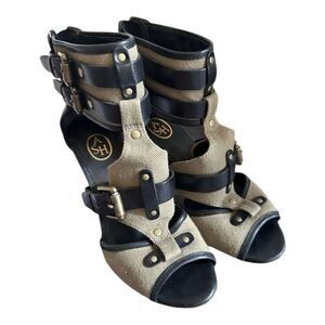 Ash Tan & Brown Strappy Gladiator Type Flats Size 6